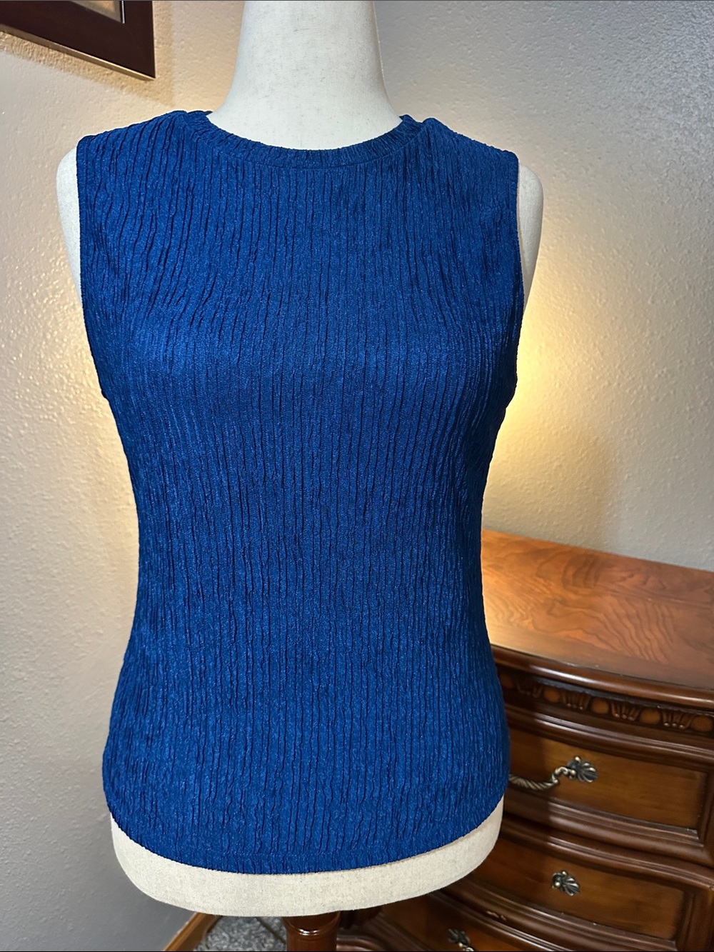 zeagoo Textured Sleeveless Knit Tank - Blue